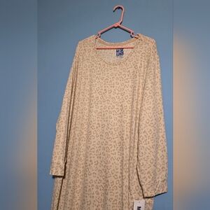 Muk Luks 3xl Beige Leopard Print Night Gown